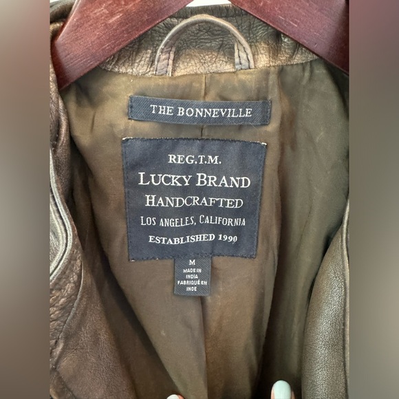 EUC • Lucky Brand • Washed Leather Bonneville Jacket • Dark Brown • Medium - Picture 7 of 9